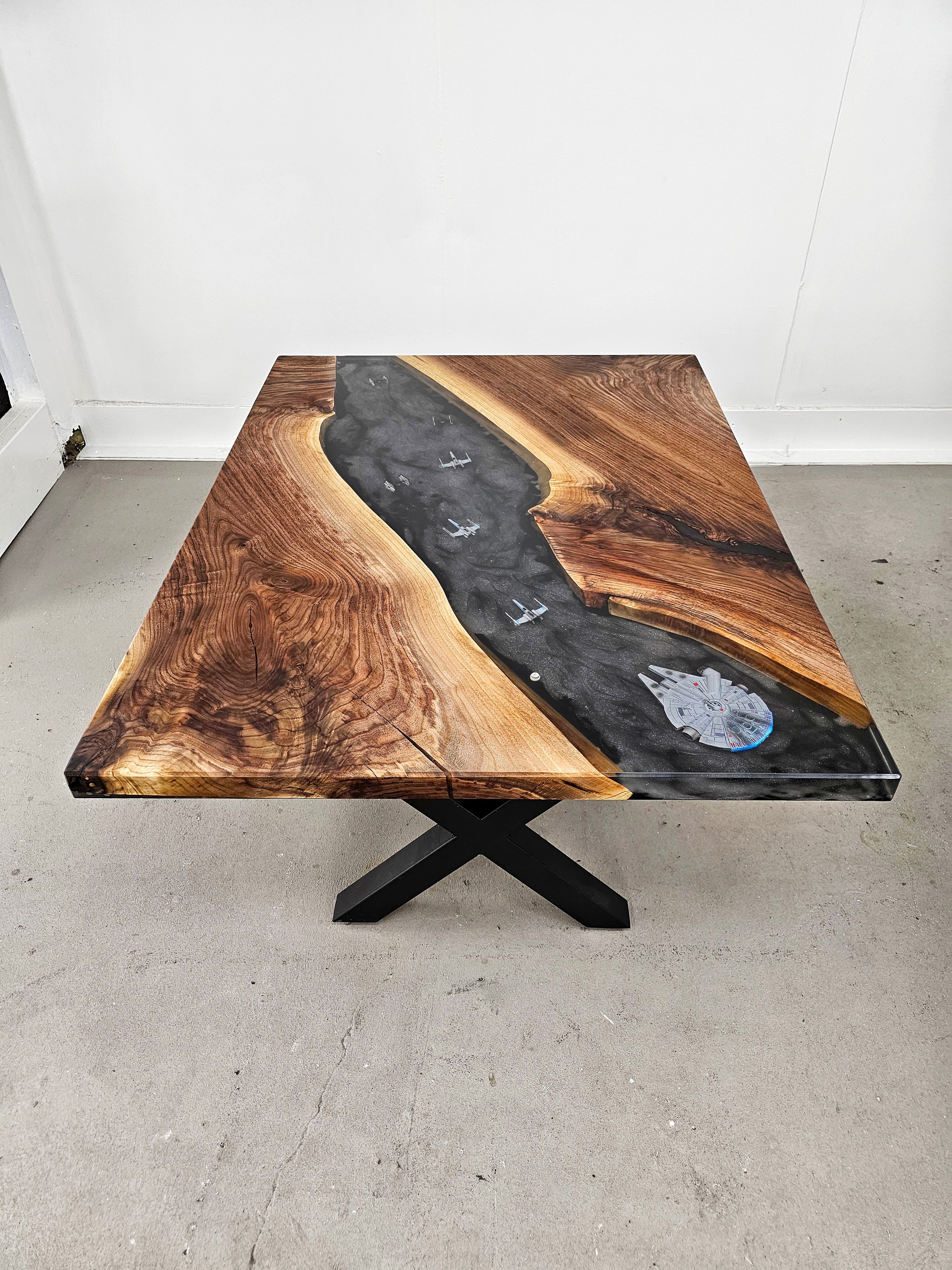 our beautiful handcrafted coffee tables are the perfect gift made with real Star Wars ships , coffee beans, golf items and more